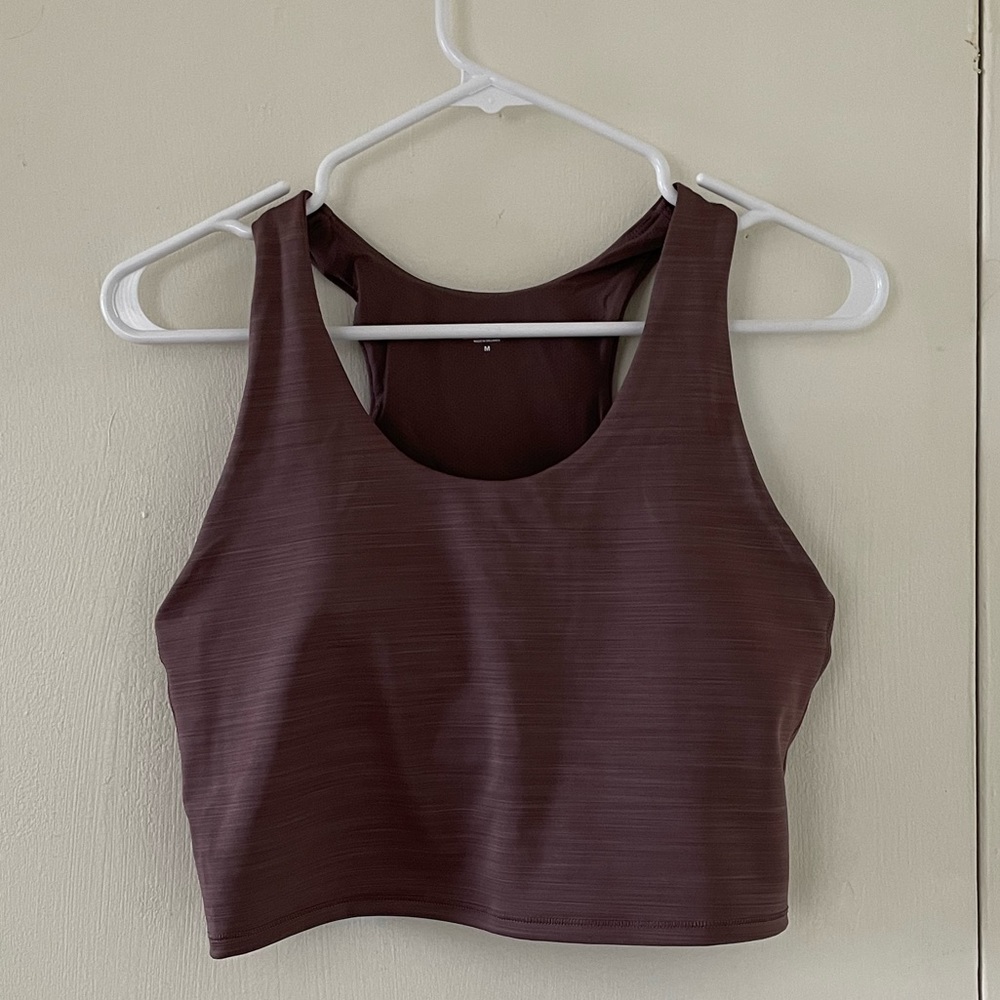 Athleta Ultimate Crop A-C Sports Bra in Space-Dye Almond